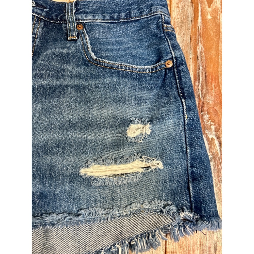 Levis 501 Original Distressed Denim Cut Off Shorts Medium Wash Blue W31 - Picture 4 of 11